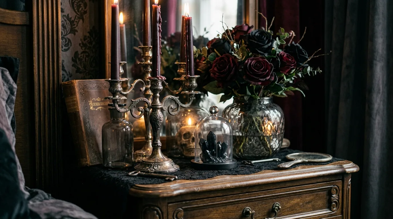 Use a bench or chair to make the room feel more complete inspiration for a moody bedroom.